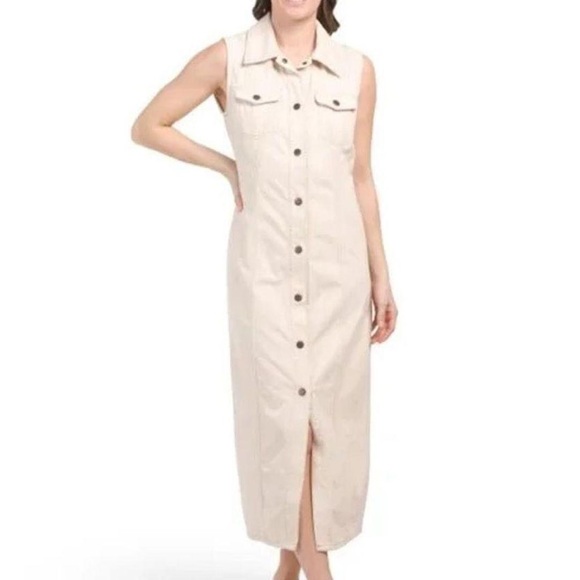 House of Harlow 1960 Women's Cream Maxi Denim Dress Size XS - Picture 1 of 9